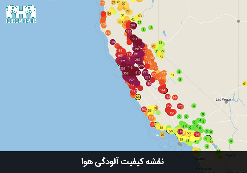 نقشه کیفیت آلودگی هوا
