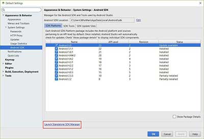 standalone sdk manager android studio